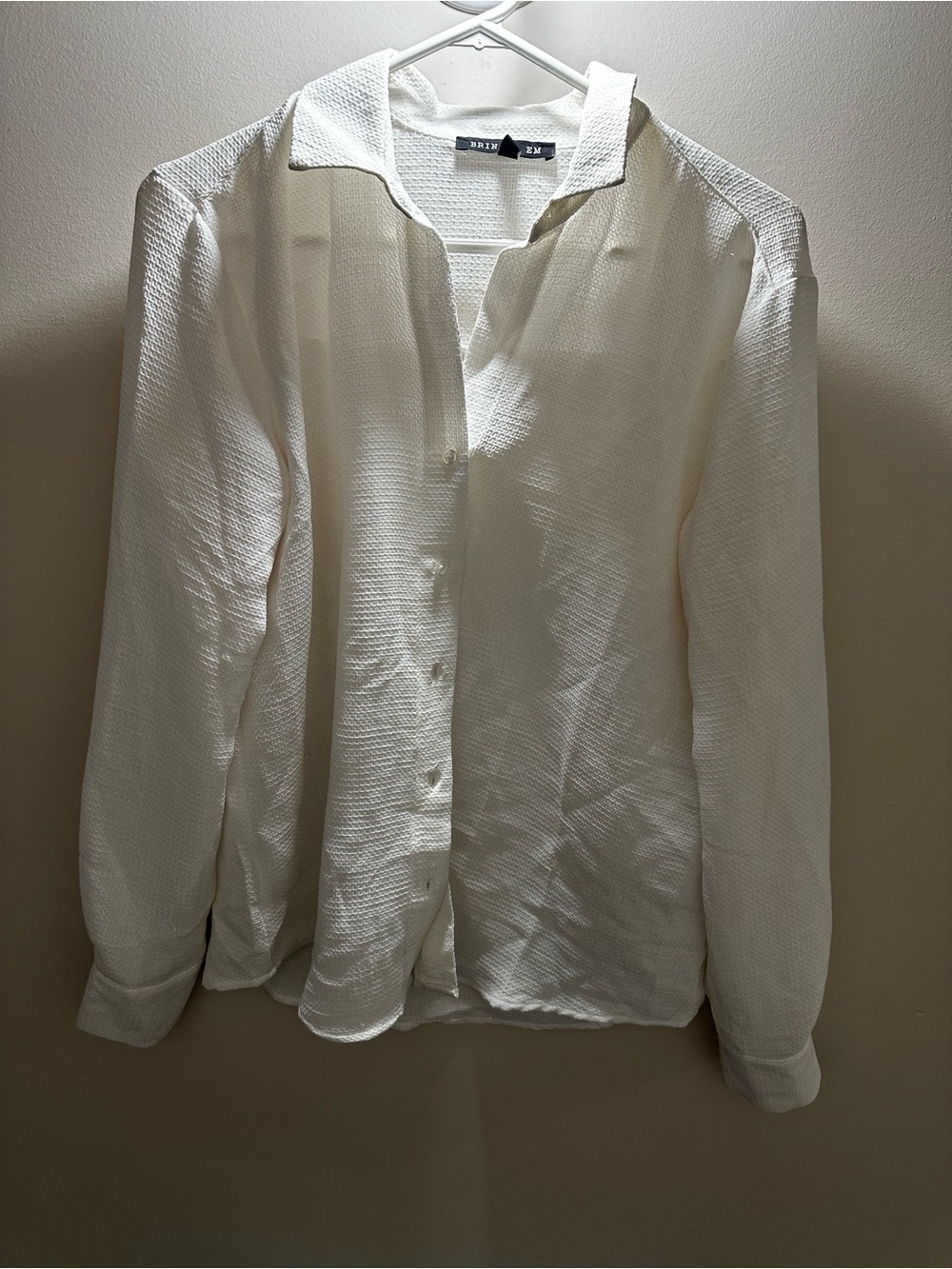 Textured Cream Button-Up Blouse
